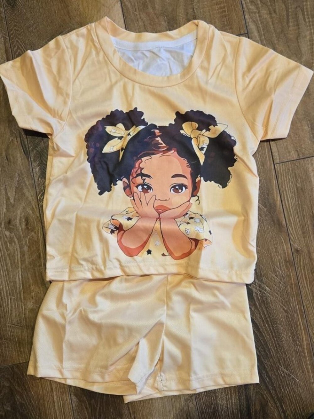 Toddler Girl 2 Piece Short Set Graphic Tee Matching Shorts Size 1-2 Years